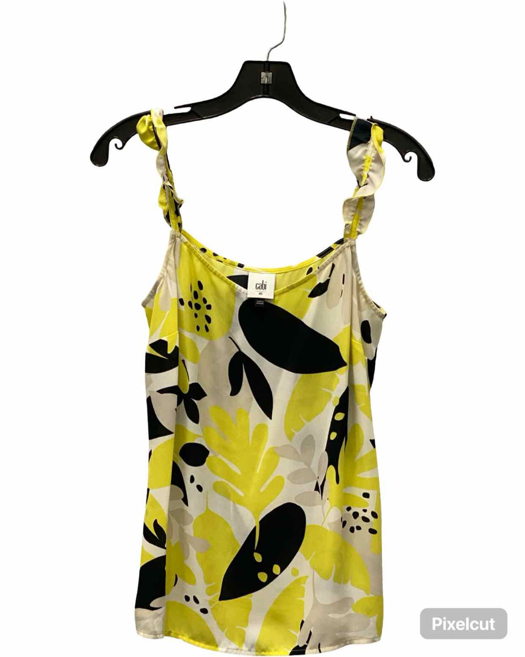 Cabi Size XS Yellow White & Black Leafy Tank Top