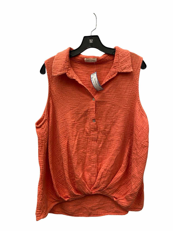 Just Living Size L Orange 100% cotton Tank Top