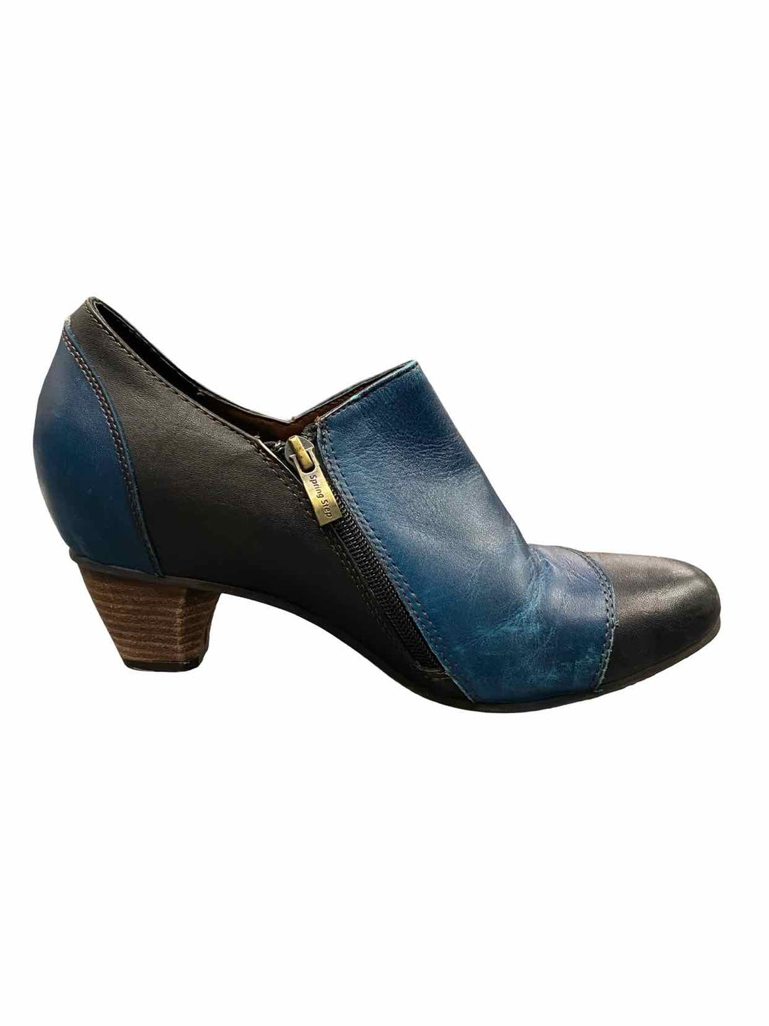 L'Artiste Shoe Size 40 Blue Black Leather Greentea Boots(Ankle)