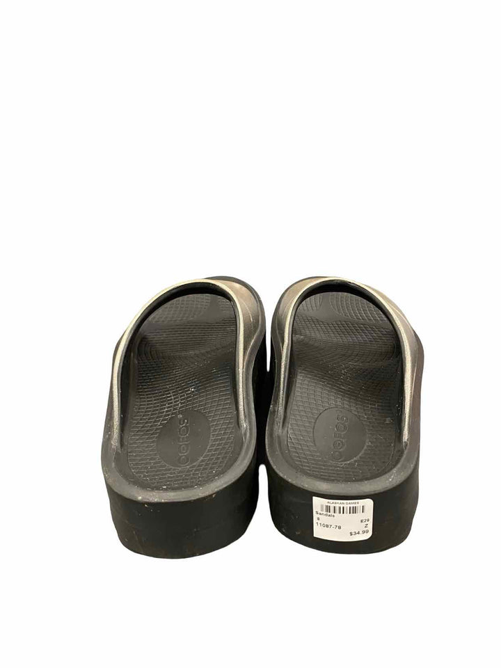 Oofos Shoe Size 8 Gray OOmega OOahh Luxe Platfrom Slide Sandals