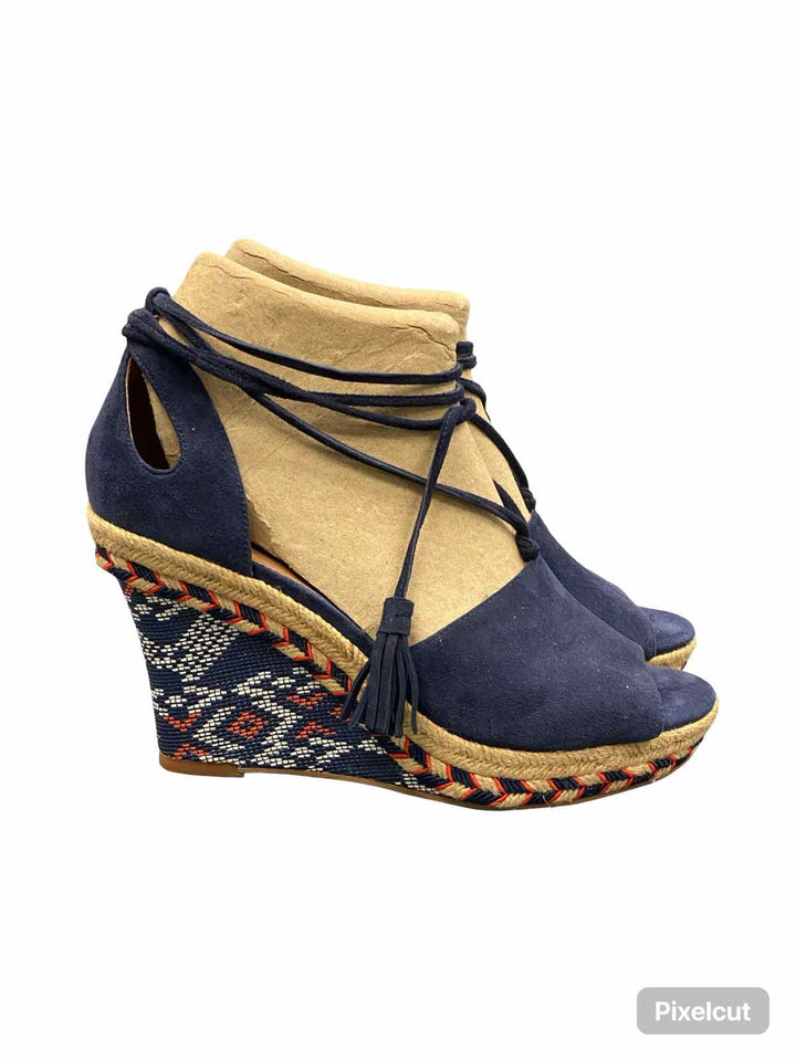 Cabi Shoe Size 7 Navy Suede Wedge Isla Sandals
