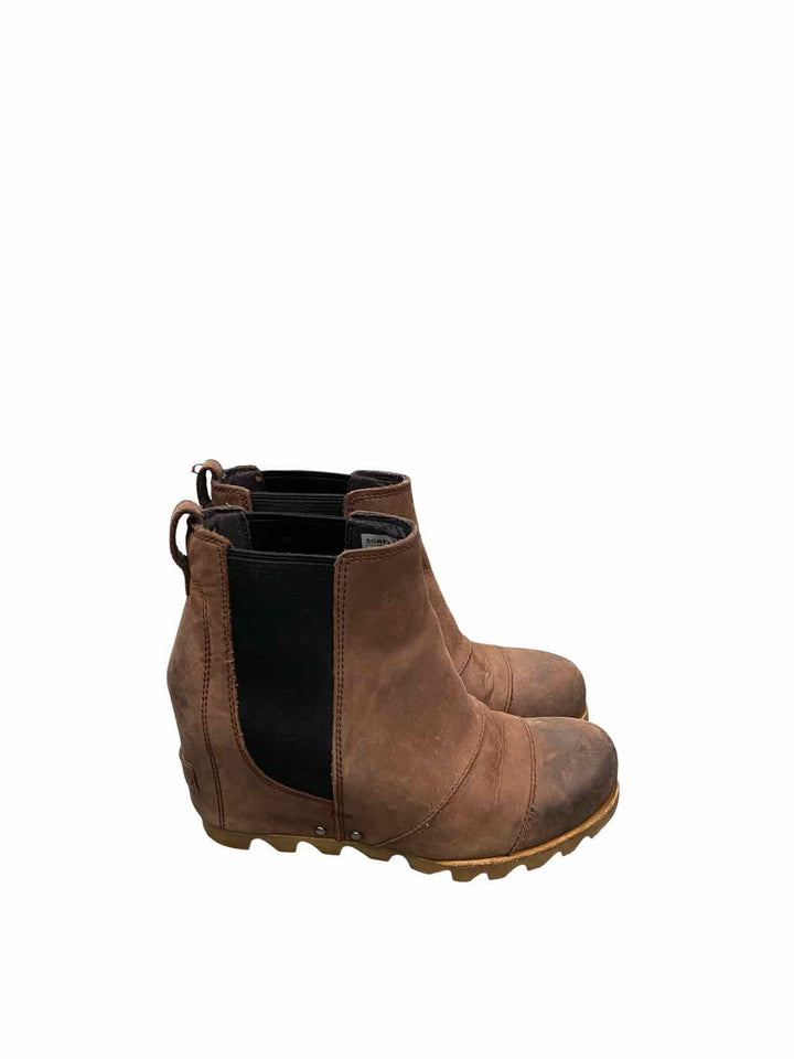 Sorel Shoe Size 7 Brown Lea Wedge Boots(Ankle)