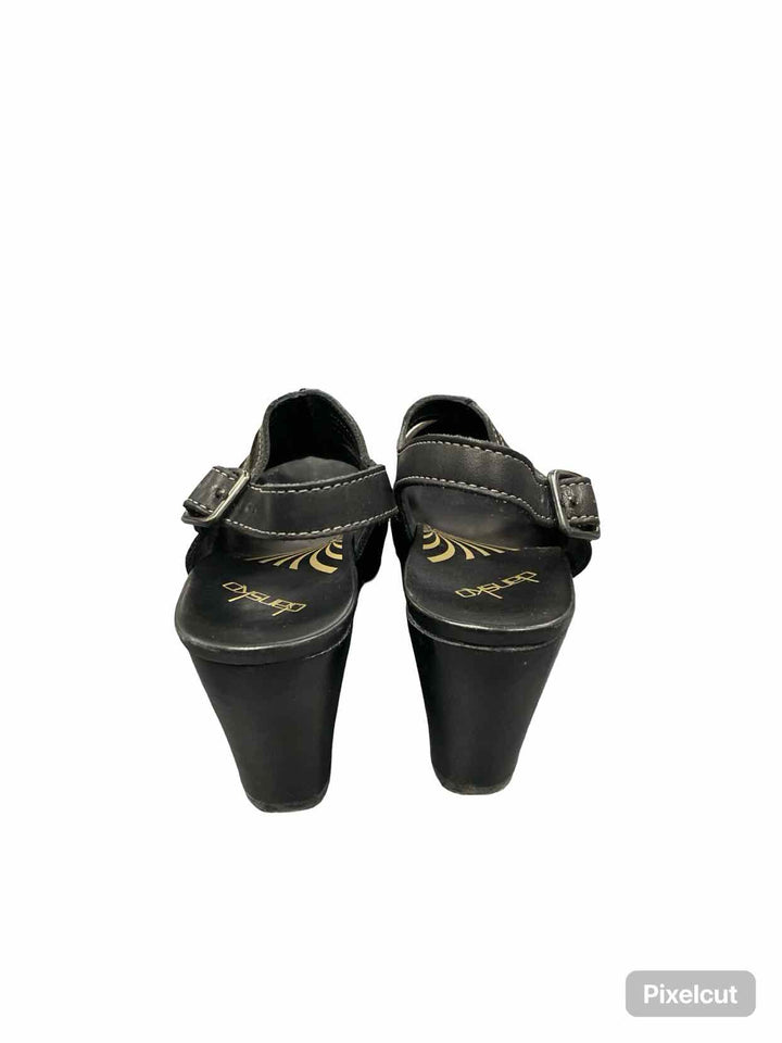 Dansko Shoe Size 38 Black Leather Rowena Heels
