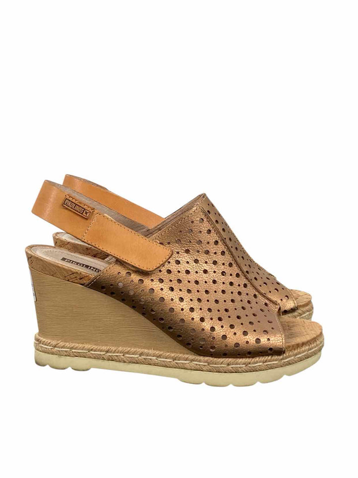 Pikolinos Shoe Size 39 Brown Leather Wedge Heel Sandals