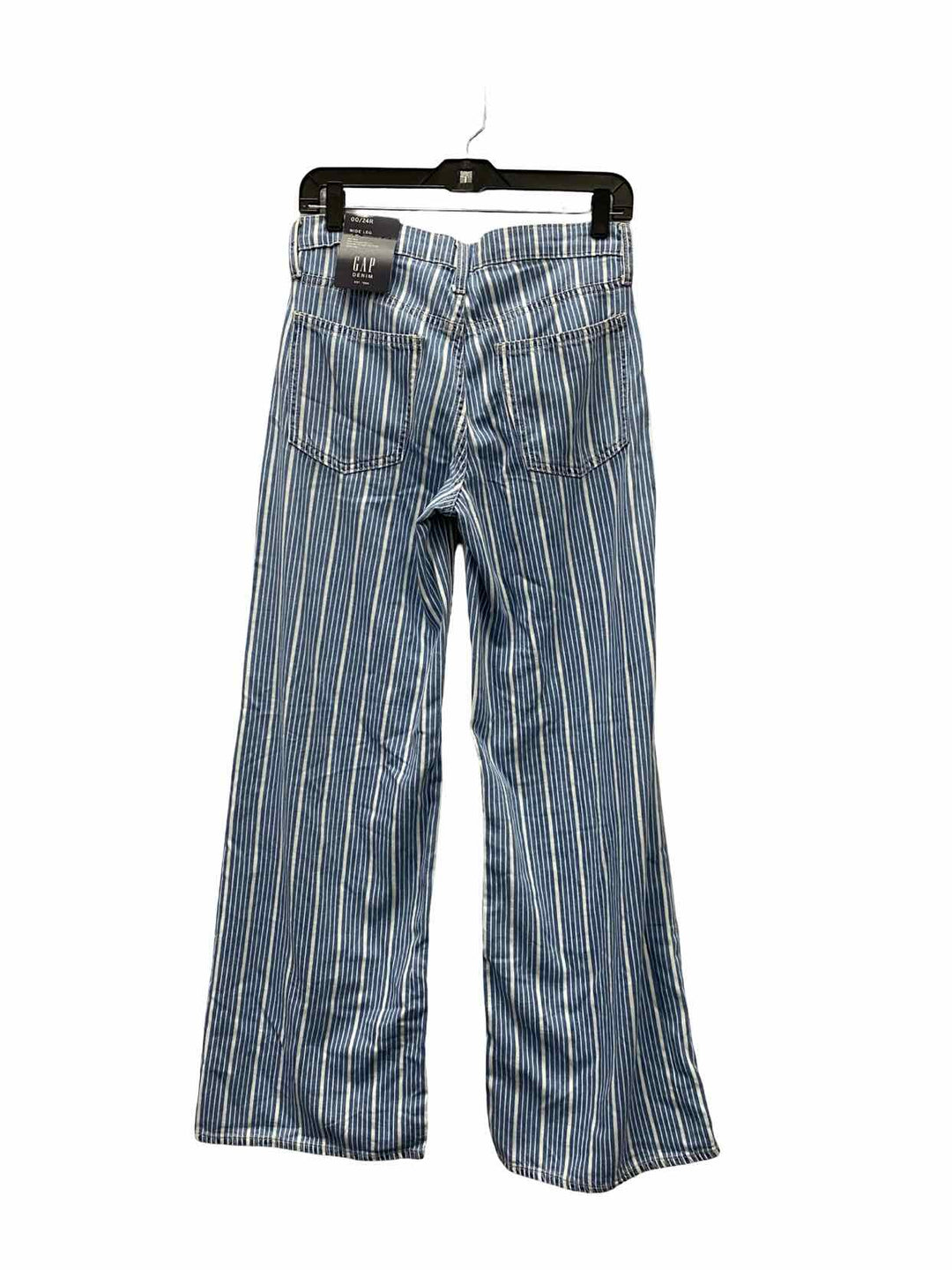 Gap Size 00 Blue White Striped Wide leg Jeans