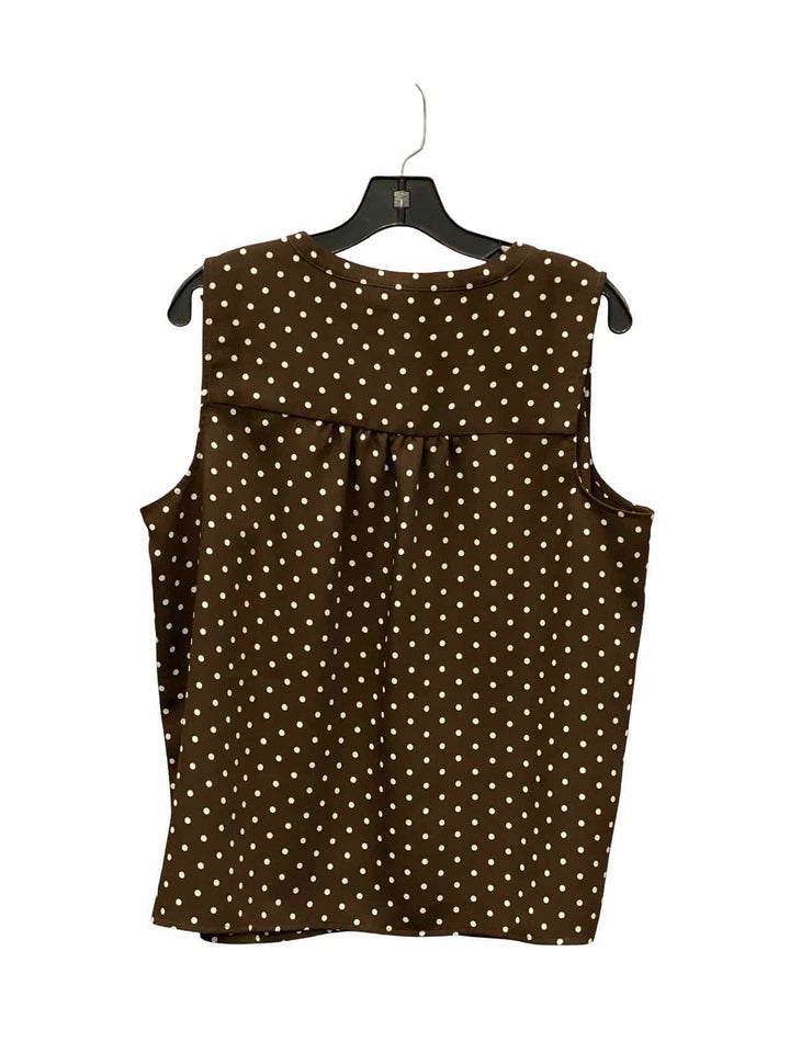 J Jill Size L Brown White Polka Dot Tank Top