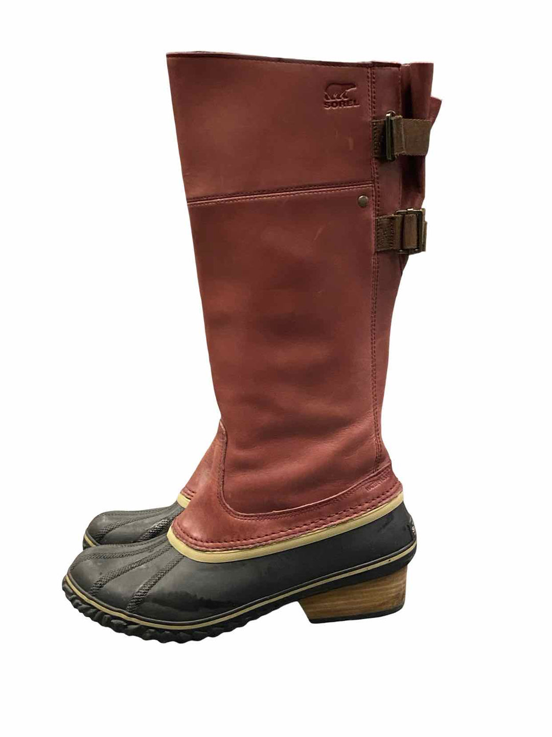Sorel Shoe Size 11 Red Leather Slimpack Riding Tall II Boots(knee)