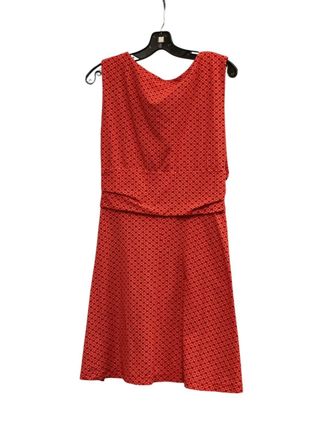 Lands End Size L Orange Red Print Dress