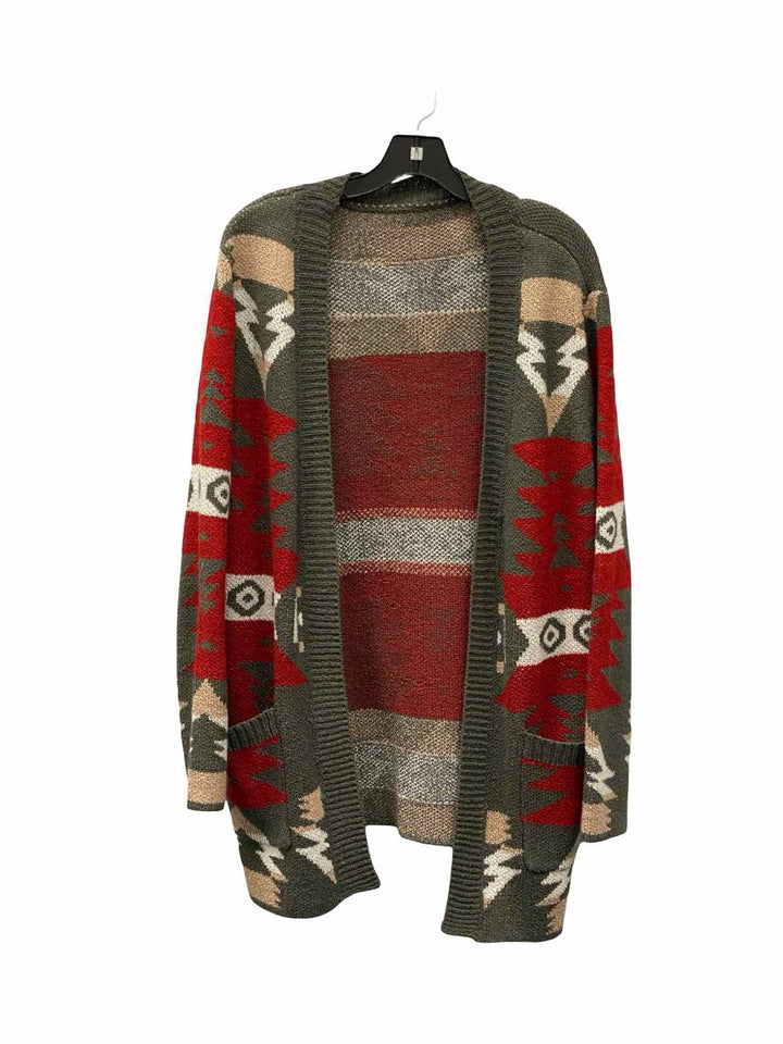 Unknown Brand Size L Green Red Print Sweater