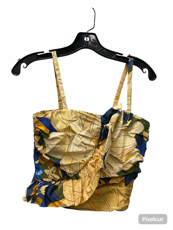 Farm Rio Size S Yellow Floral 100% cotton Tank Top