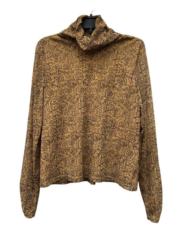 JH Collectables Size L Brown Black Turtle Neck Long Sleeve Shirts