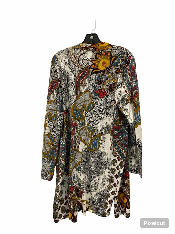 Chico's Size 2(12) Multi-Color Print Cotton Blend Jacket