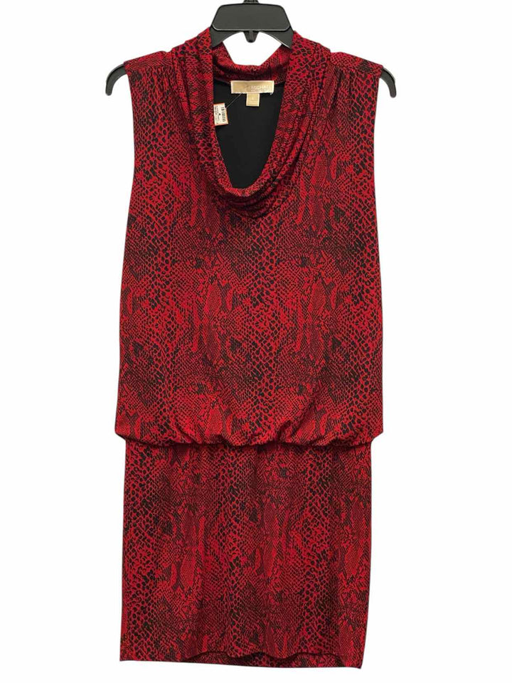 Michael Kors Size S Red Black Print Dress
