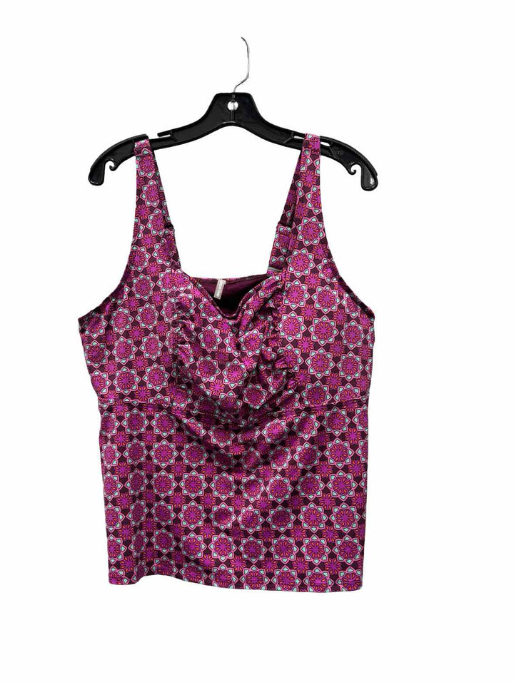 Lands End Size 18 Pink Print Swimsuit Top