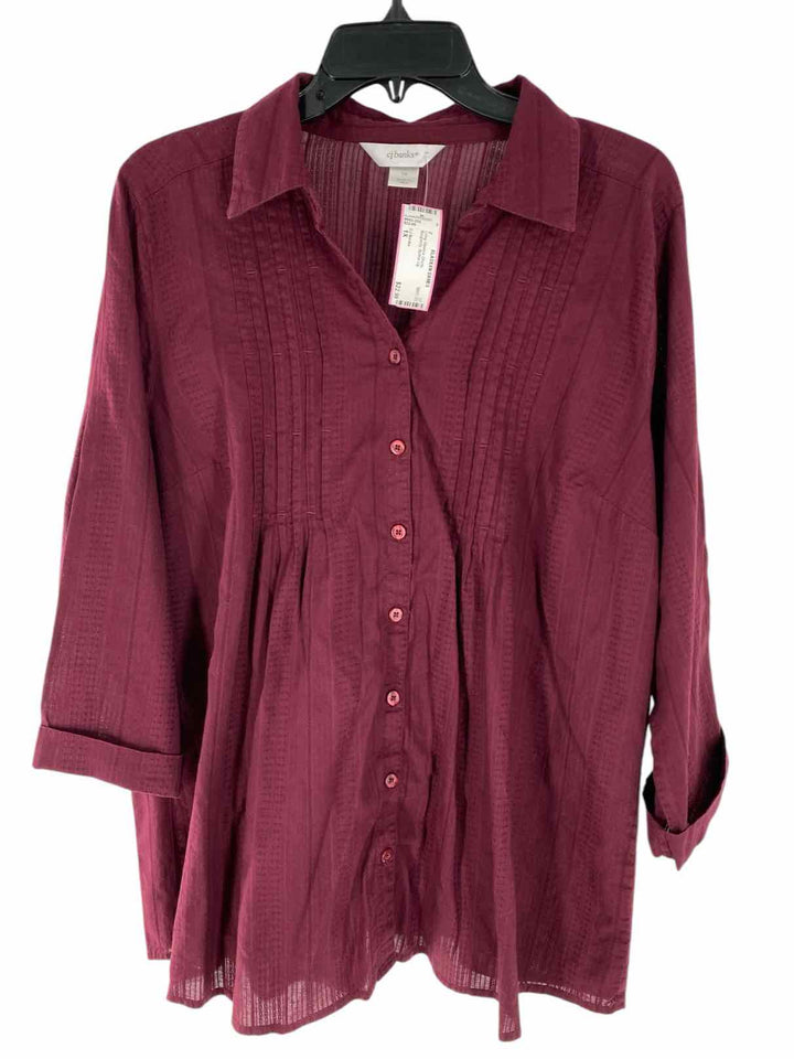 CJ Banks Size 1X Burgundy Long Sleeve Shirts