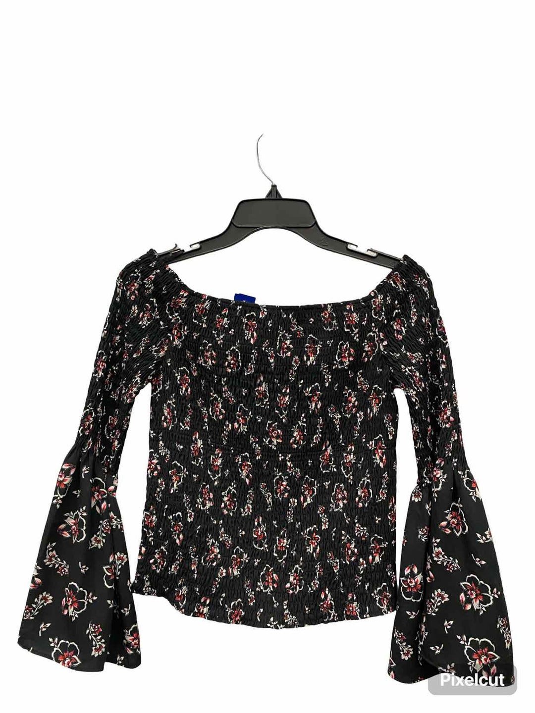 Express Size M Black White Floral Long Sleeve Shirts
