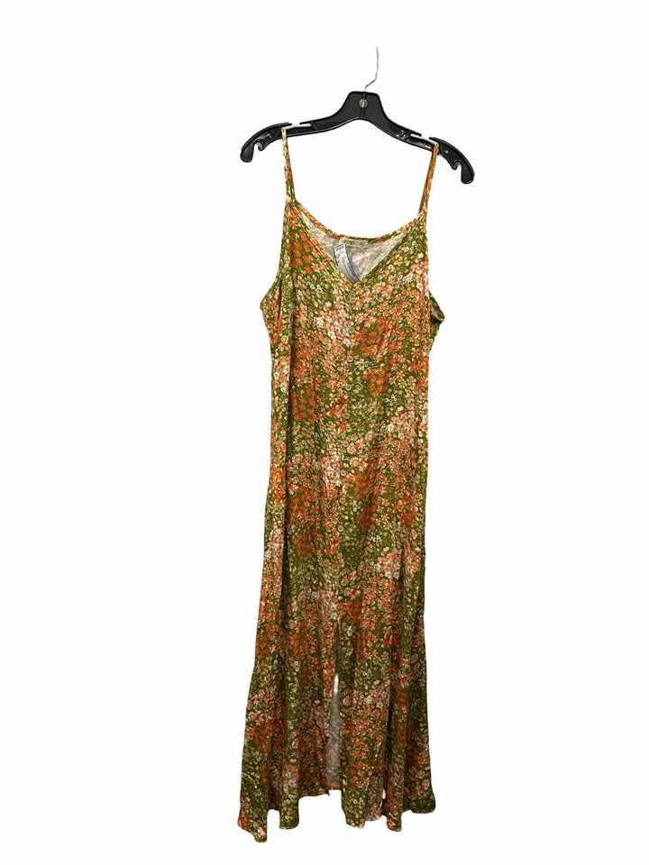 Sozy Size XL Orange Green Floral 40% Tencel Dress