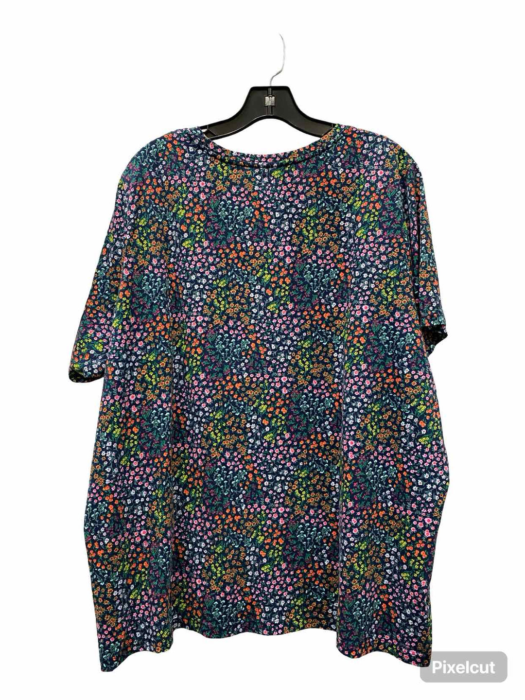 Lands End Size 3X Blue Multi Floral 100% cotton Short Sleeve Shirts