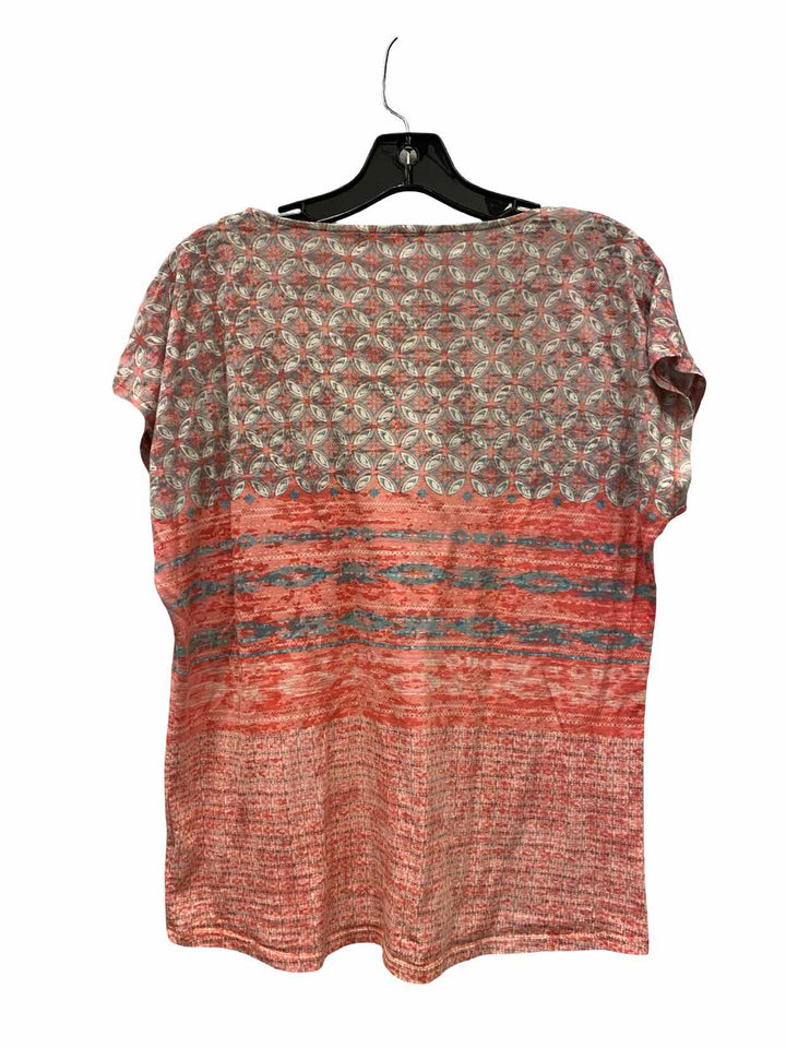 PrAna Size M Pink Blue Print Short Sleeve Shirts