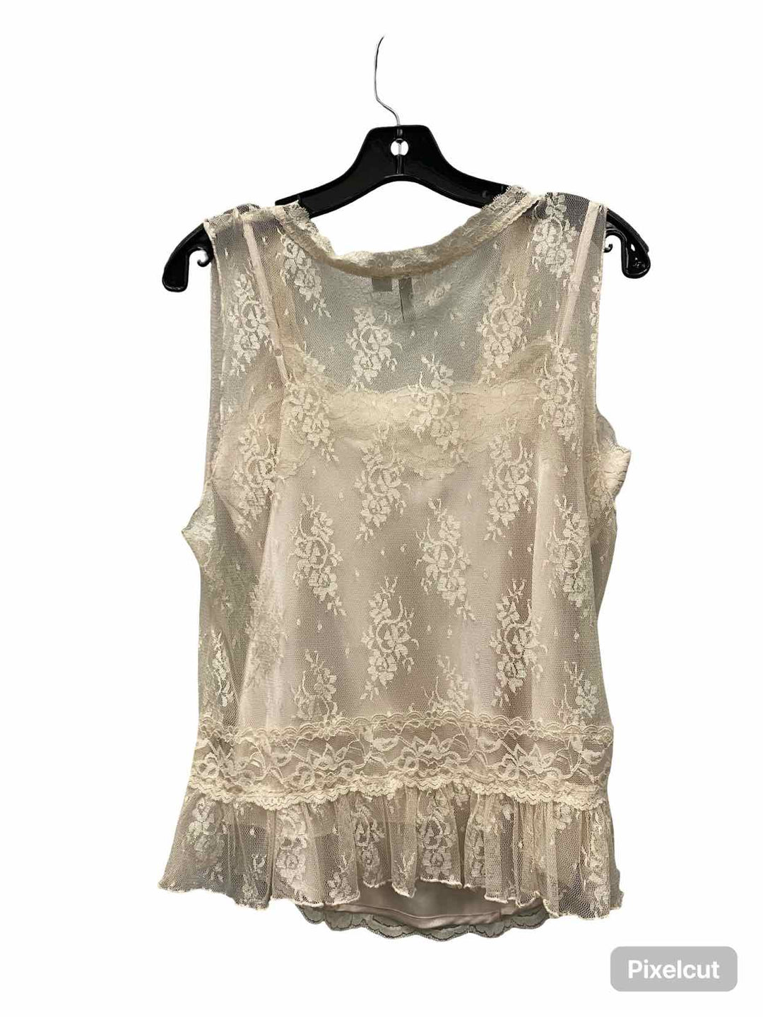 Badgley Mischka Size M Cream Lace Tank Top