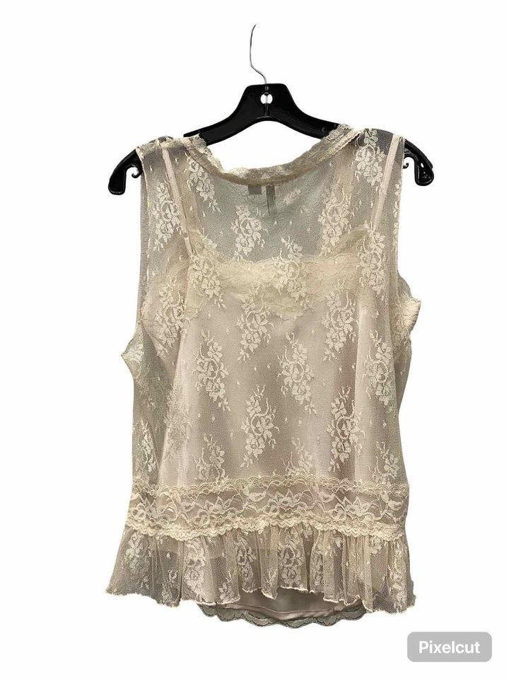 Badgley Mischka Size M Cream Lace Tank Top