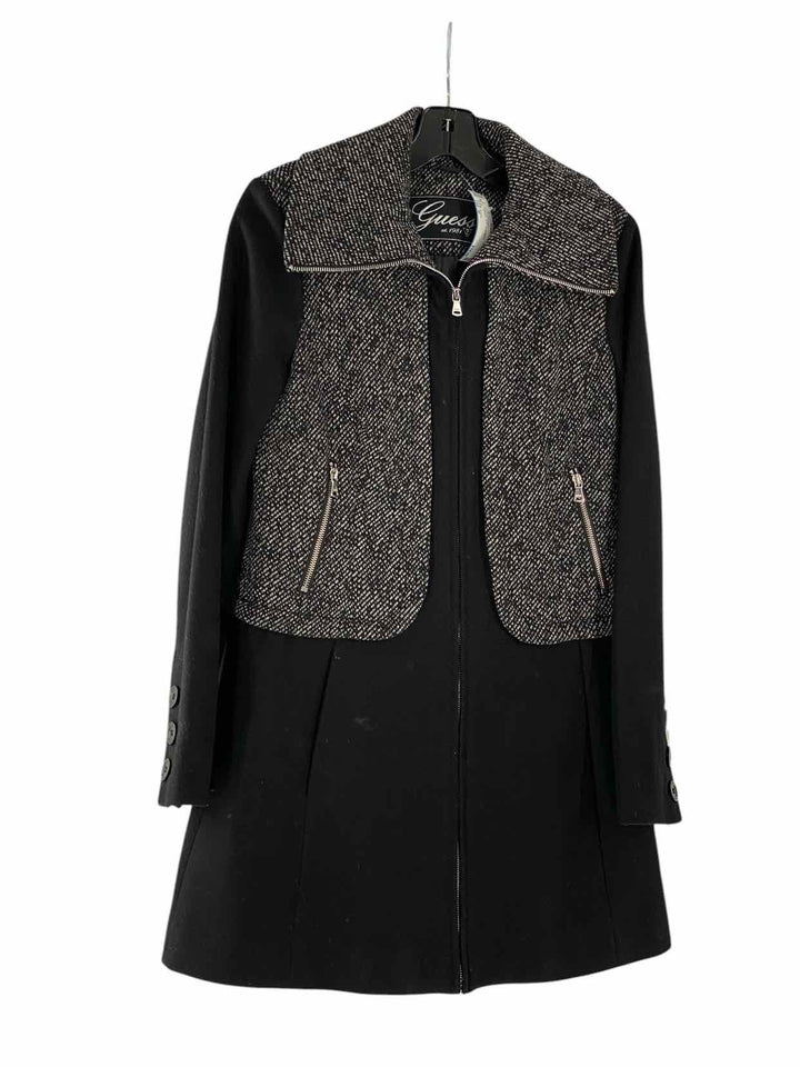 Guess Size M Black Gray Wool Blend Coat(Long)