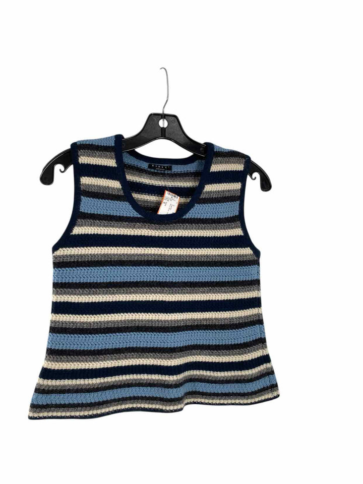 Sisley Size S Blue White Striped 80% Wool Sweater
