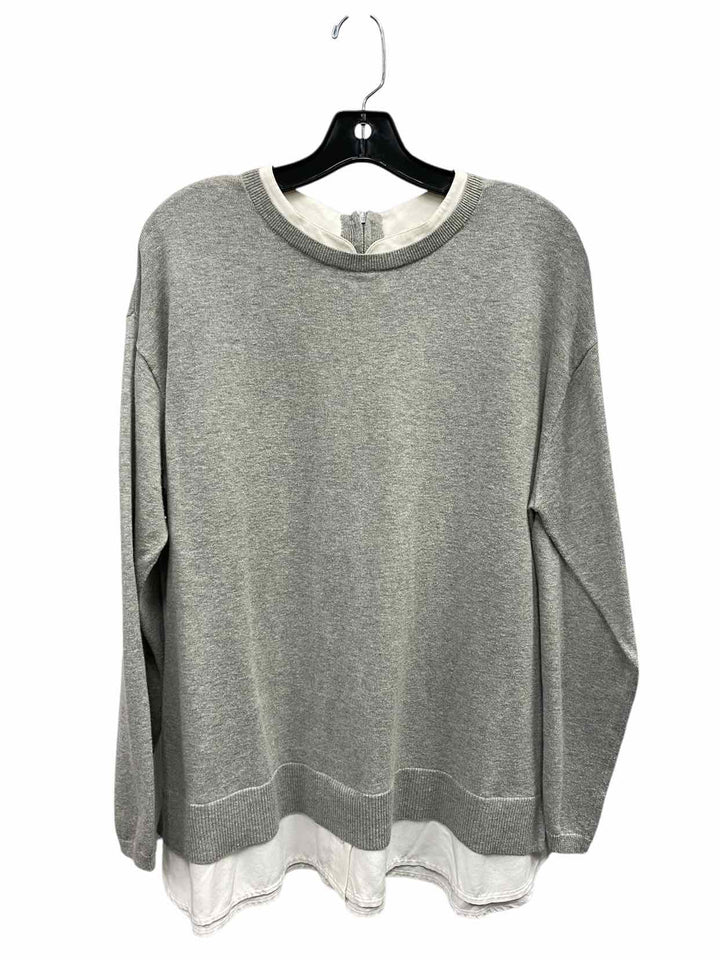 J Jill Size L Grey White Sweater