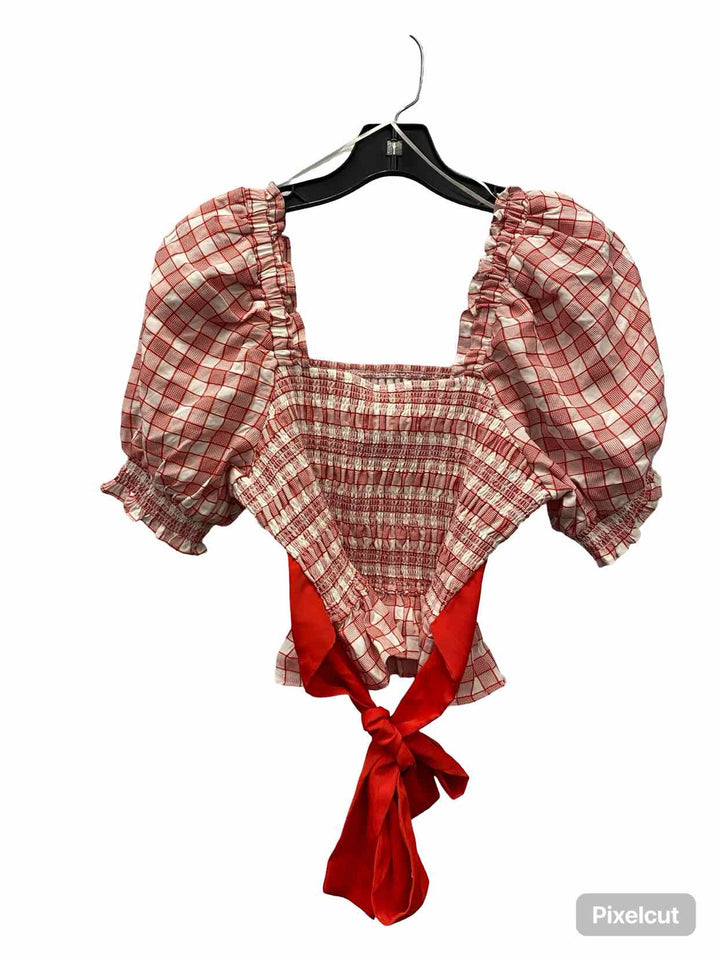 Voge Boutique Size XS Red White Plaid Short Sleeve Shirts