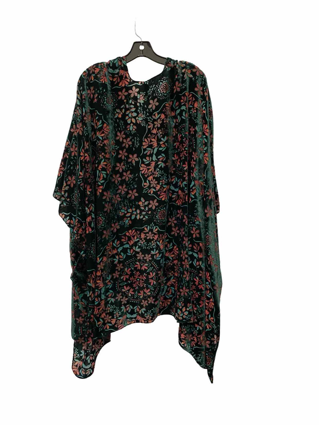 Torrid Size OS Green Red Floral Velvet Shawl Short Sleeve Shirts