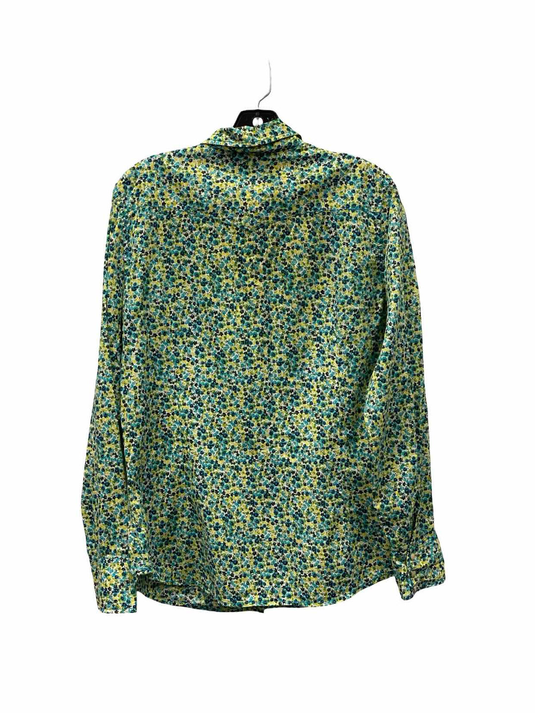 Lucky Size L Green Blue Floral 100% cotton Long Sleeve Shirts