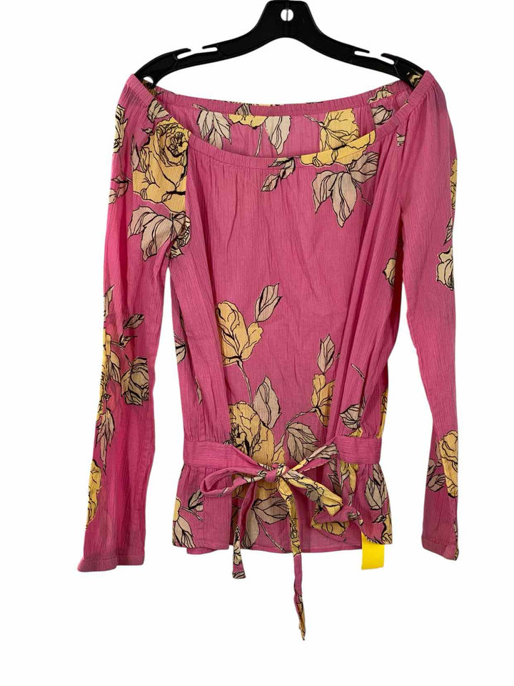 French Connection Size 6 Pink Floral Cotton Long Sleeve Shirts