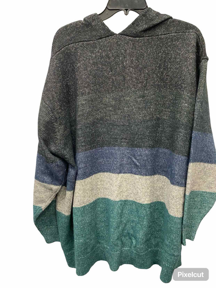 Cabi Size XL Grey Blue Striped Sweater