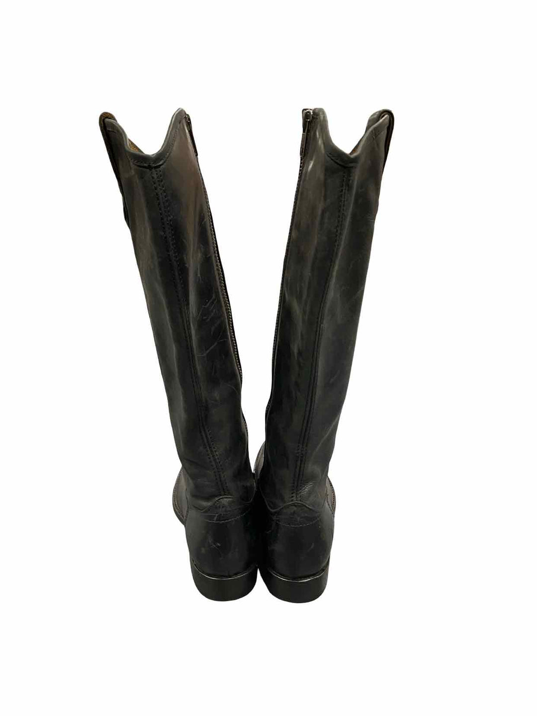 Frye Shoe Size 6 Black Leather Melissa Button Inside Zip Boots(knee)