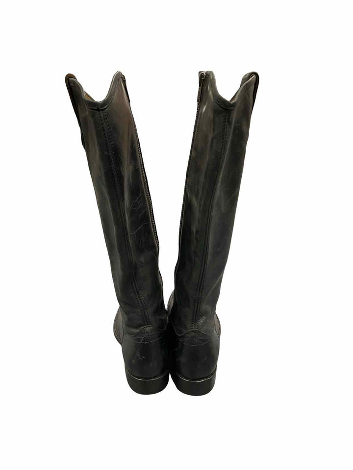 Frye Shoe Size 6 Black Leather Melissa Button Inside Zip Boots(knee)