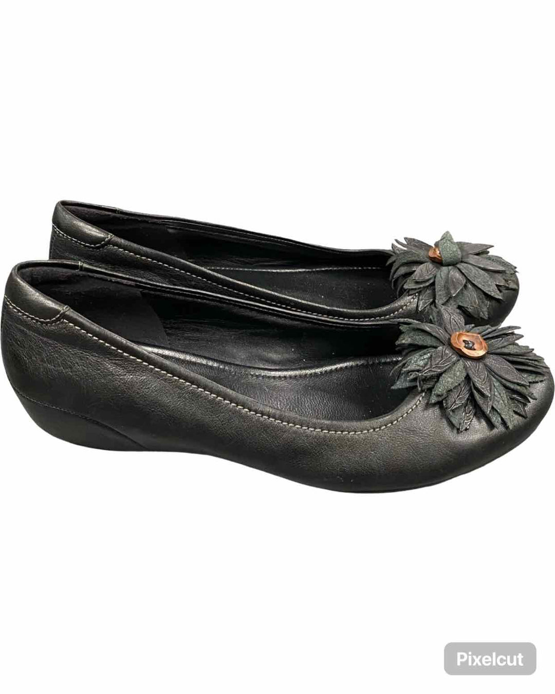 Ecco Shoe Size 40 Black Leather Mary Comfort Cushioned Flats