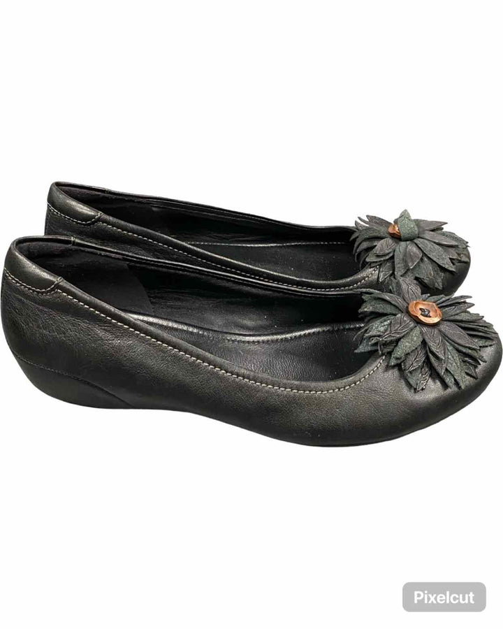 Ecco Shoe Size 40 Black Leather Mary Comfort Cushioned Flats