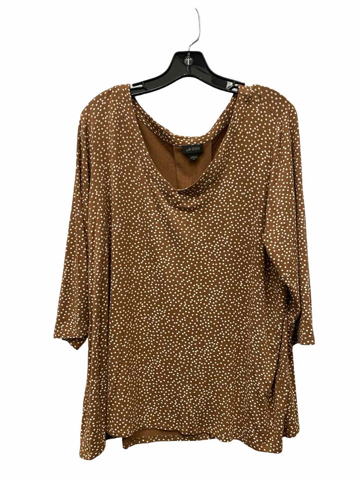 J Jill Size XL Brown Polka Dot Long Sleeve Shirts