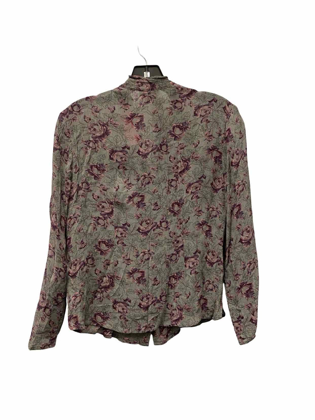 Loft Size S Grey Purple Floral Long Sleeve Shirts
