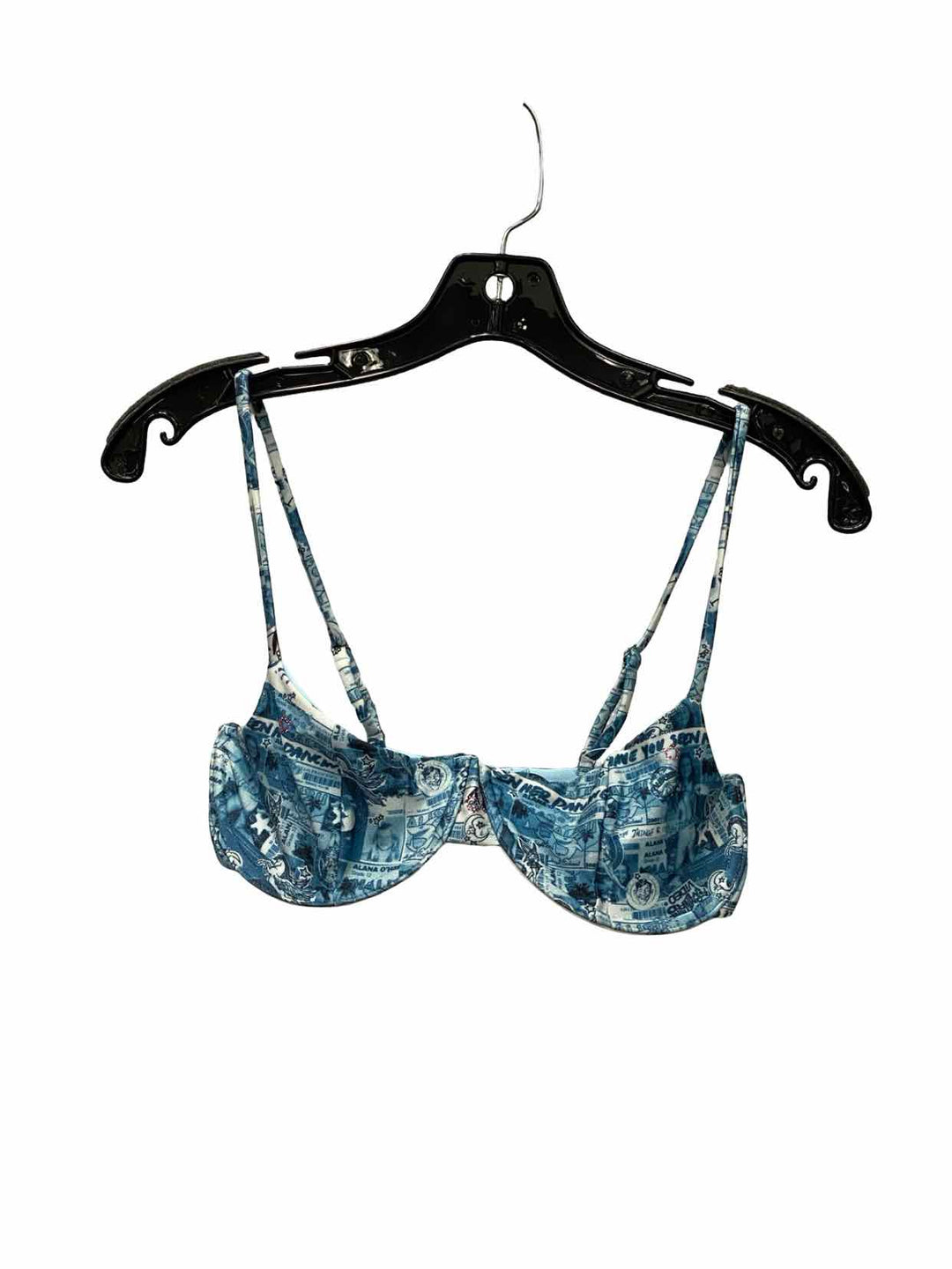 Frankies Bikinis Size M Blue Print Swimsuit Top