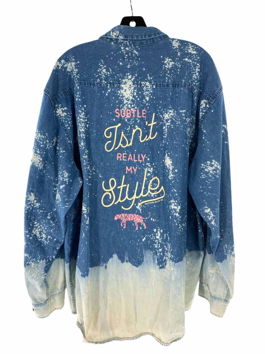 Southern Bliss Size 3X Blue Paint Splatter 100% cotton Long Sleeve Shirts