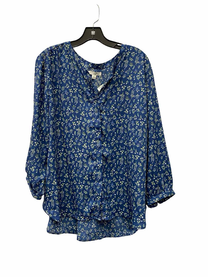 Jachs Newyork Size XL Blue Floral Long Sleeve Shirts