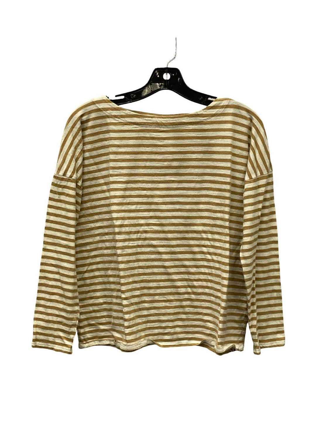 J Jill Size S Brown White Striped Long Sleeve Shirts