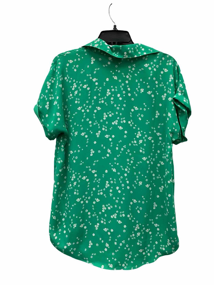 Cabi Size XS Green White Floral Short Sleeve Shirts