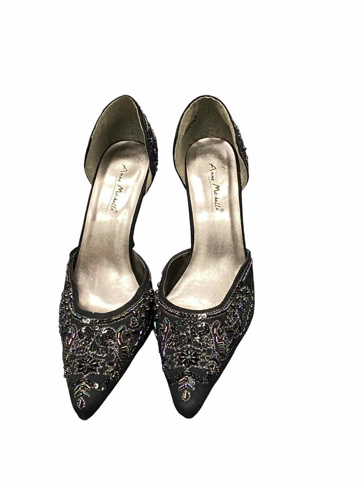 Anne Michelle Shoe Size 8 Black Sequined Heels
