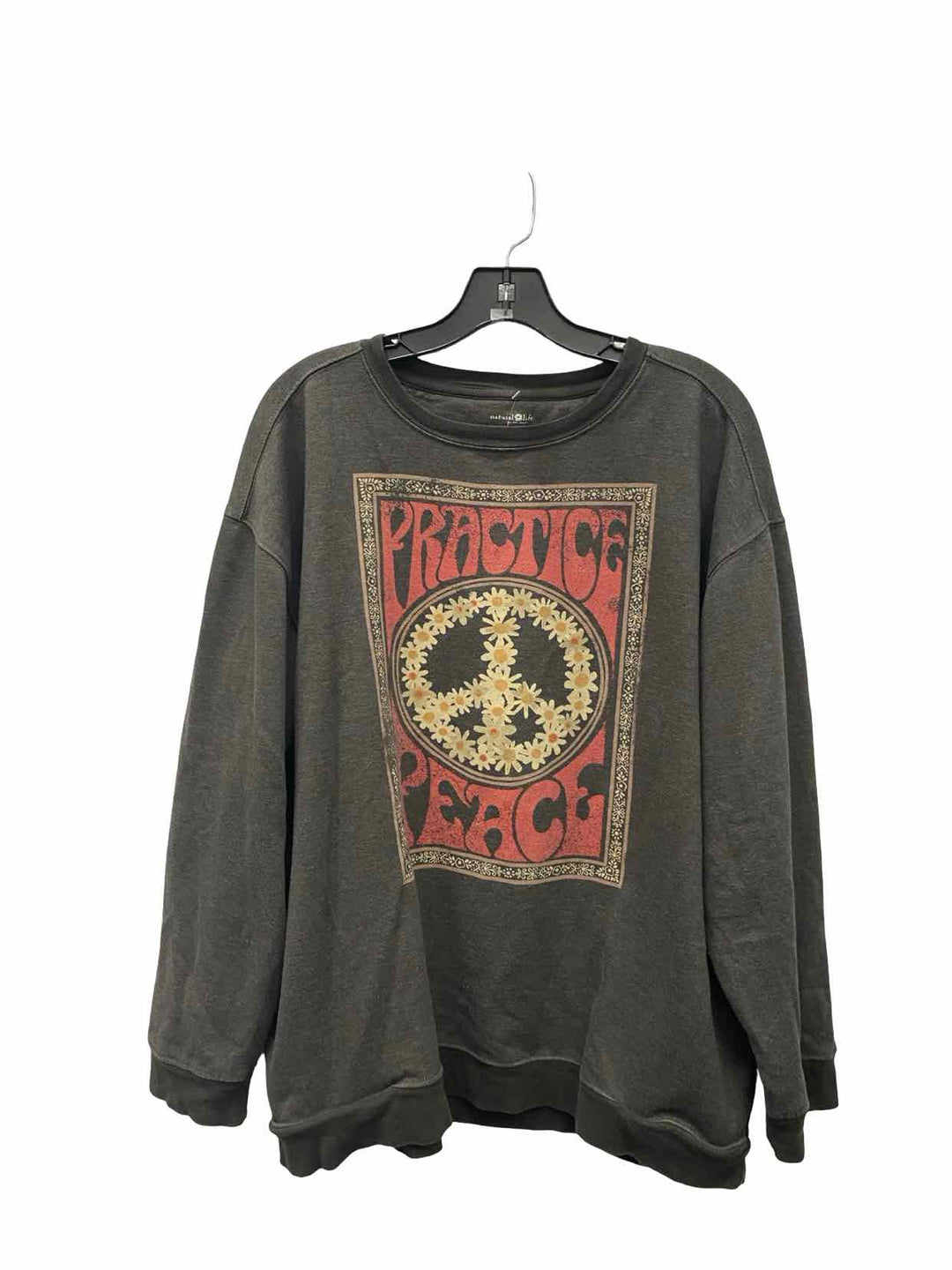 Natural Life Size XL Brown & Red Print 80% Cotton Sweatshirt