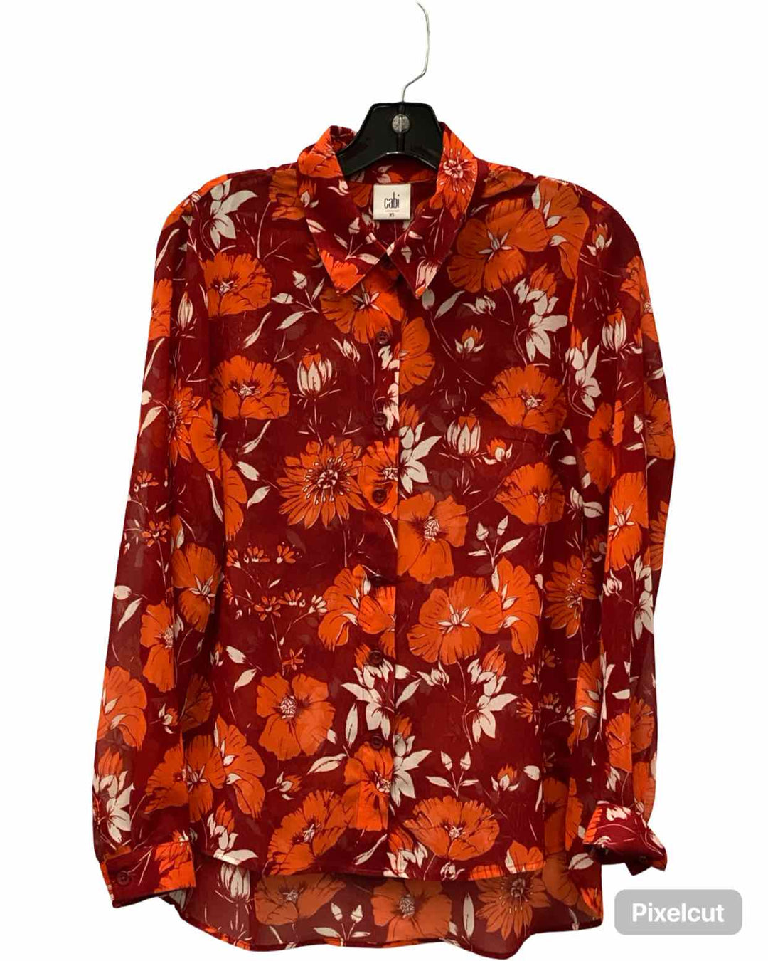 Cabi Size XS Orange Floral Long Sleeve Shirts