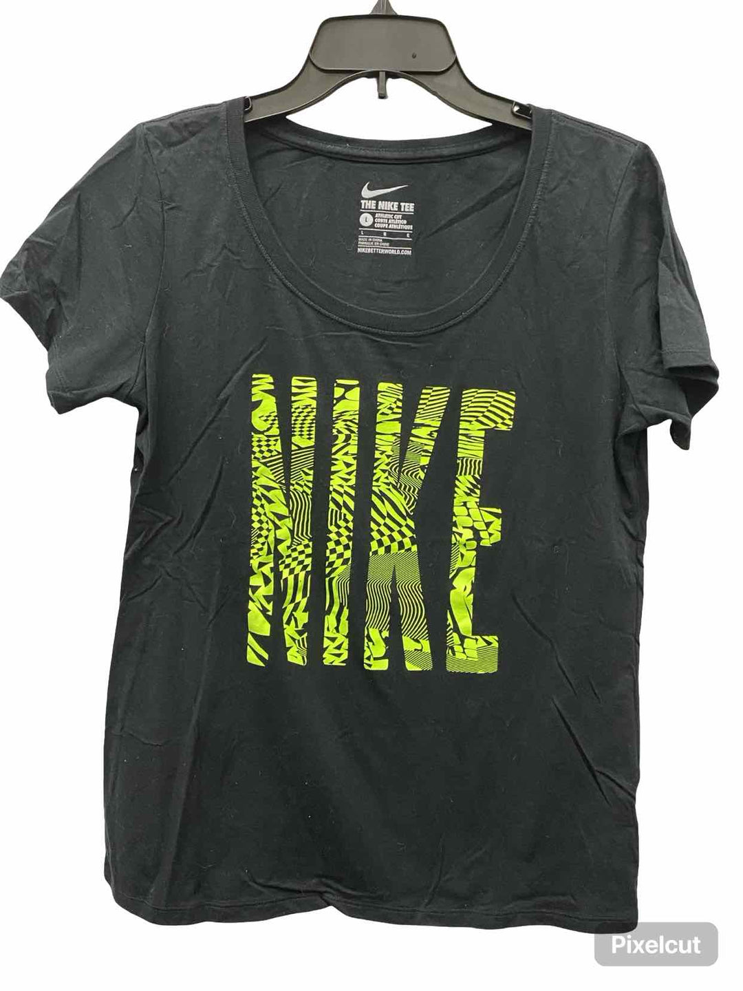 Nike Size L Black Green Athletic Short Sleeve