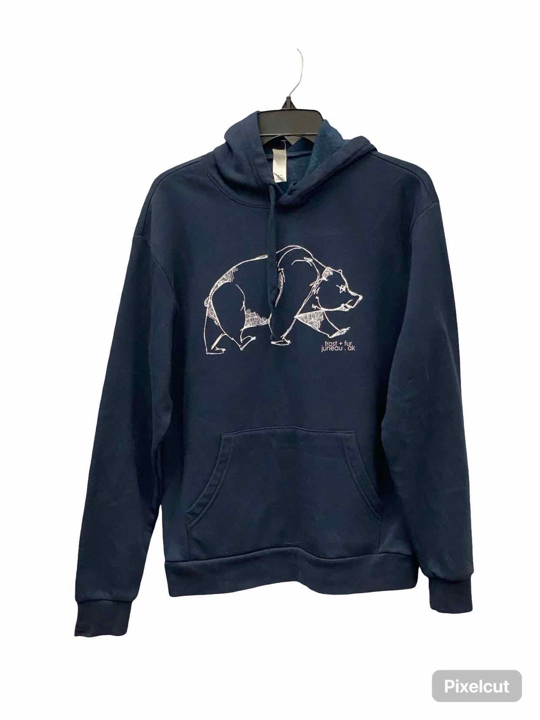 frost + fur Size M Navy Bear Hoodie Sweatshirt