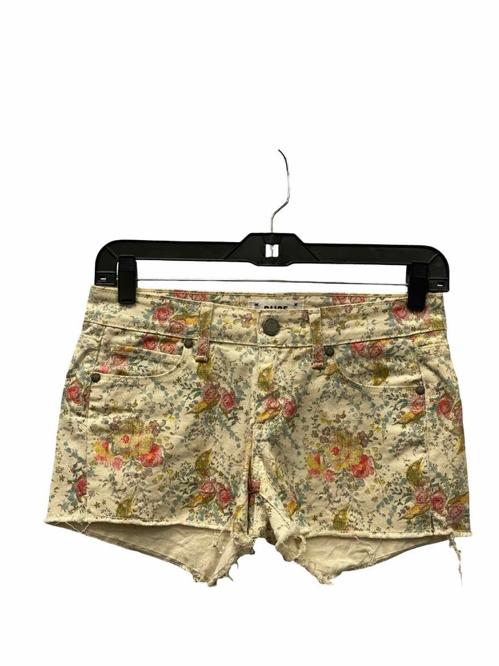 Paige Size 24 Cream Floral Denim Shorts